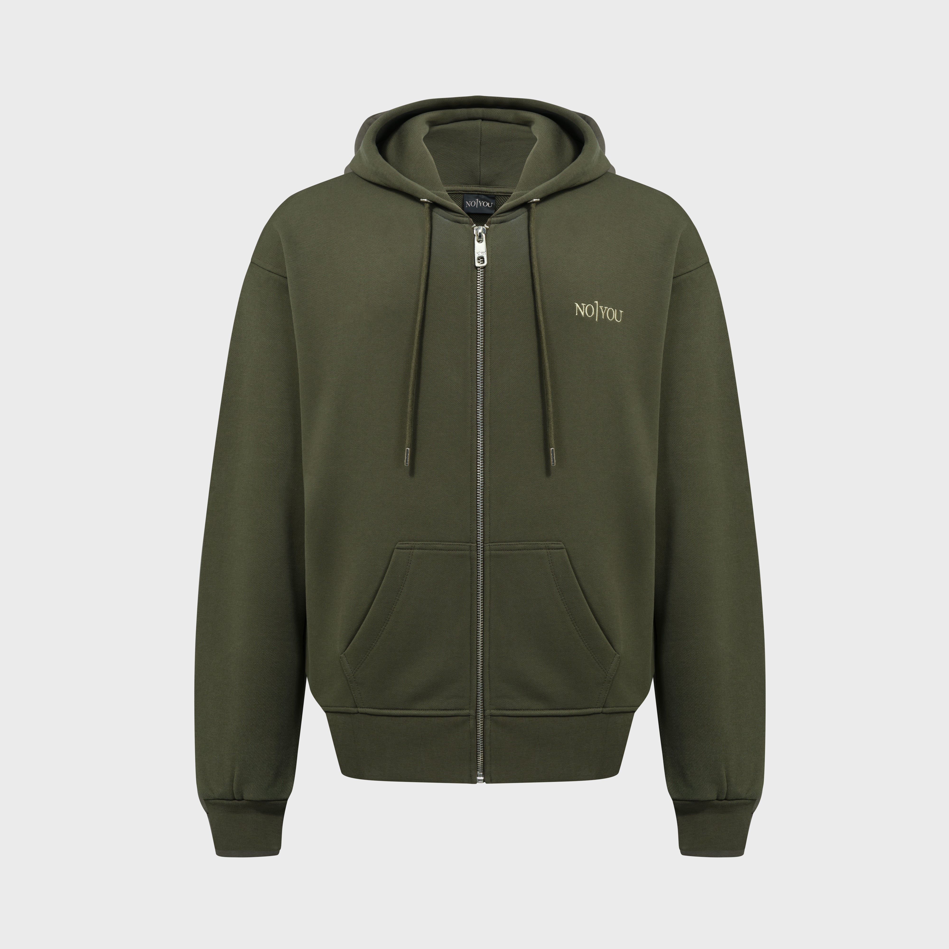 ESSENTIAL 2 DARK GREEN EMBROIDERY ZIP HOODIE