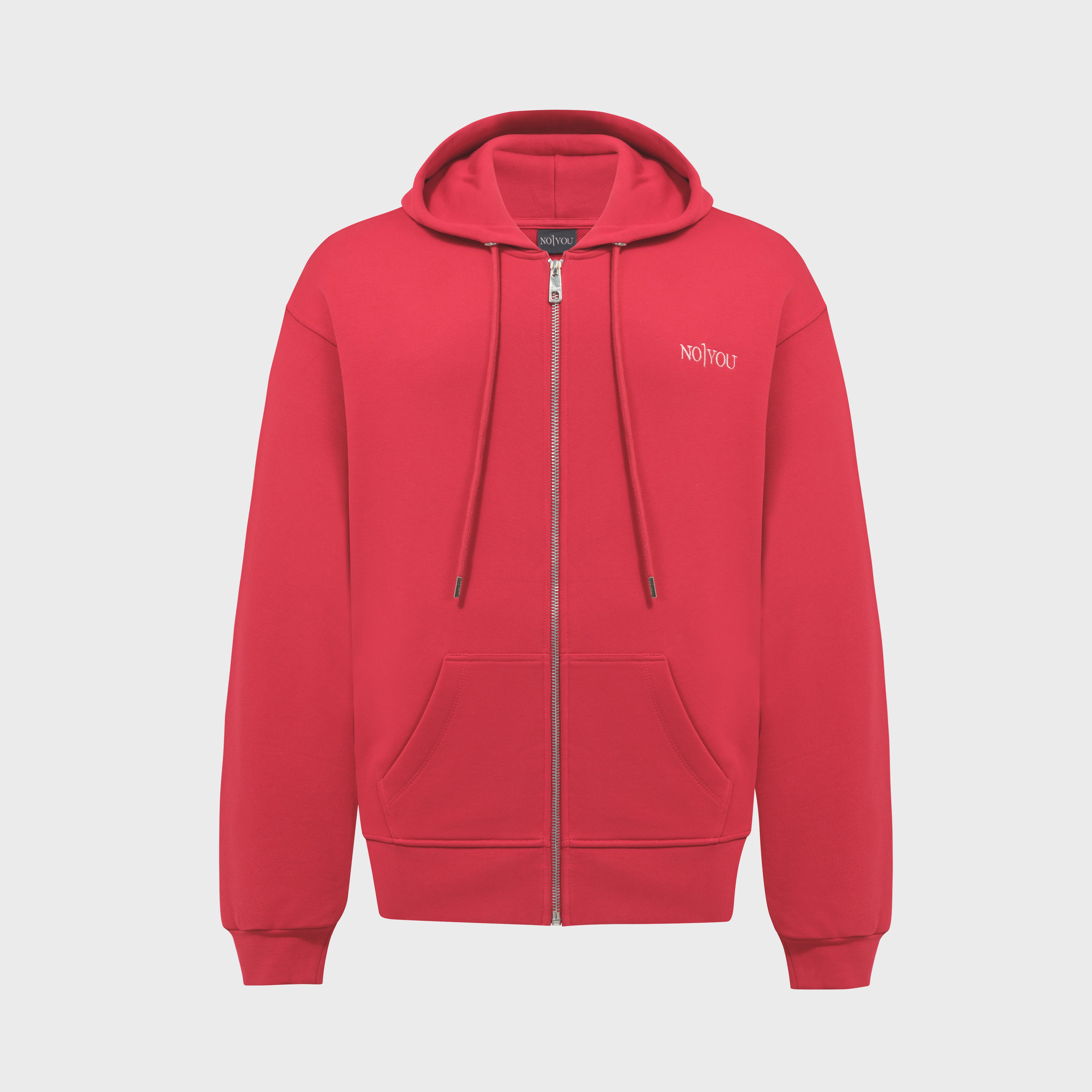 ESSENTIAL 2 RED EMBROIDERY ZIP HOODIE