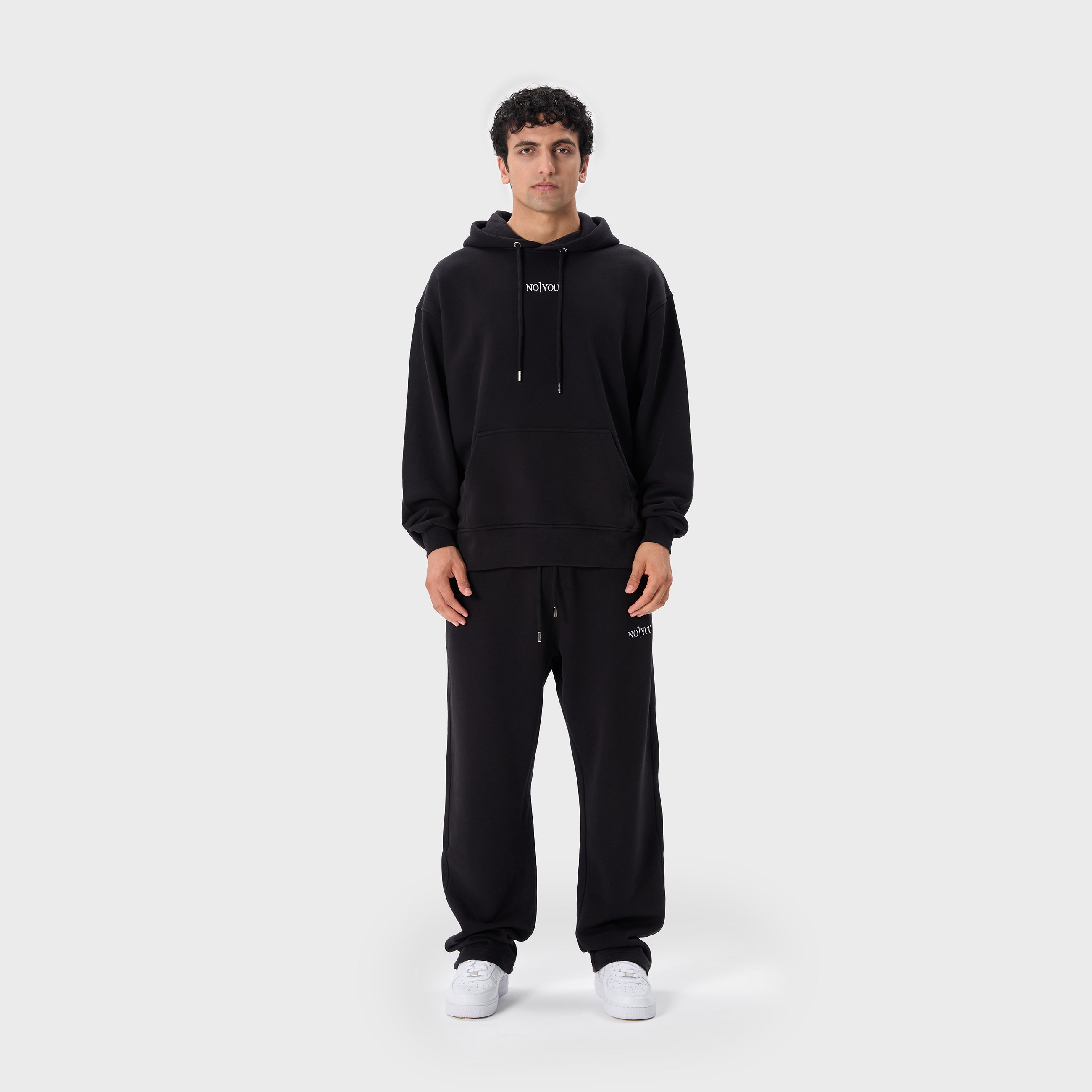 ESSENTIAL 2 BLACK EMBROIDERY HOODIE