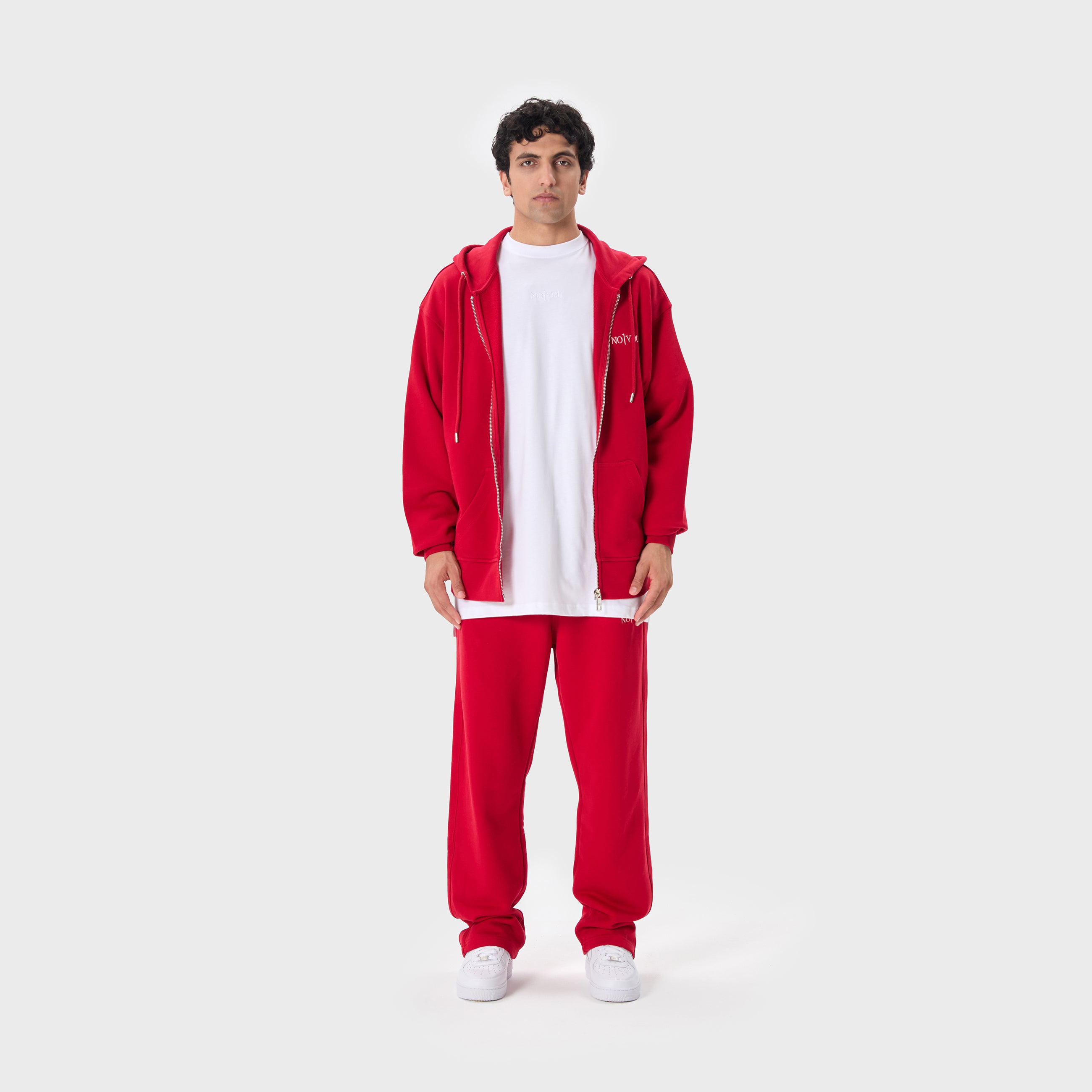 ESSENTIAL 2 RED EMBROIDERY ZIP HOODIE