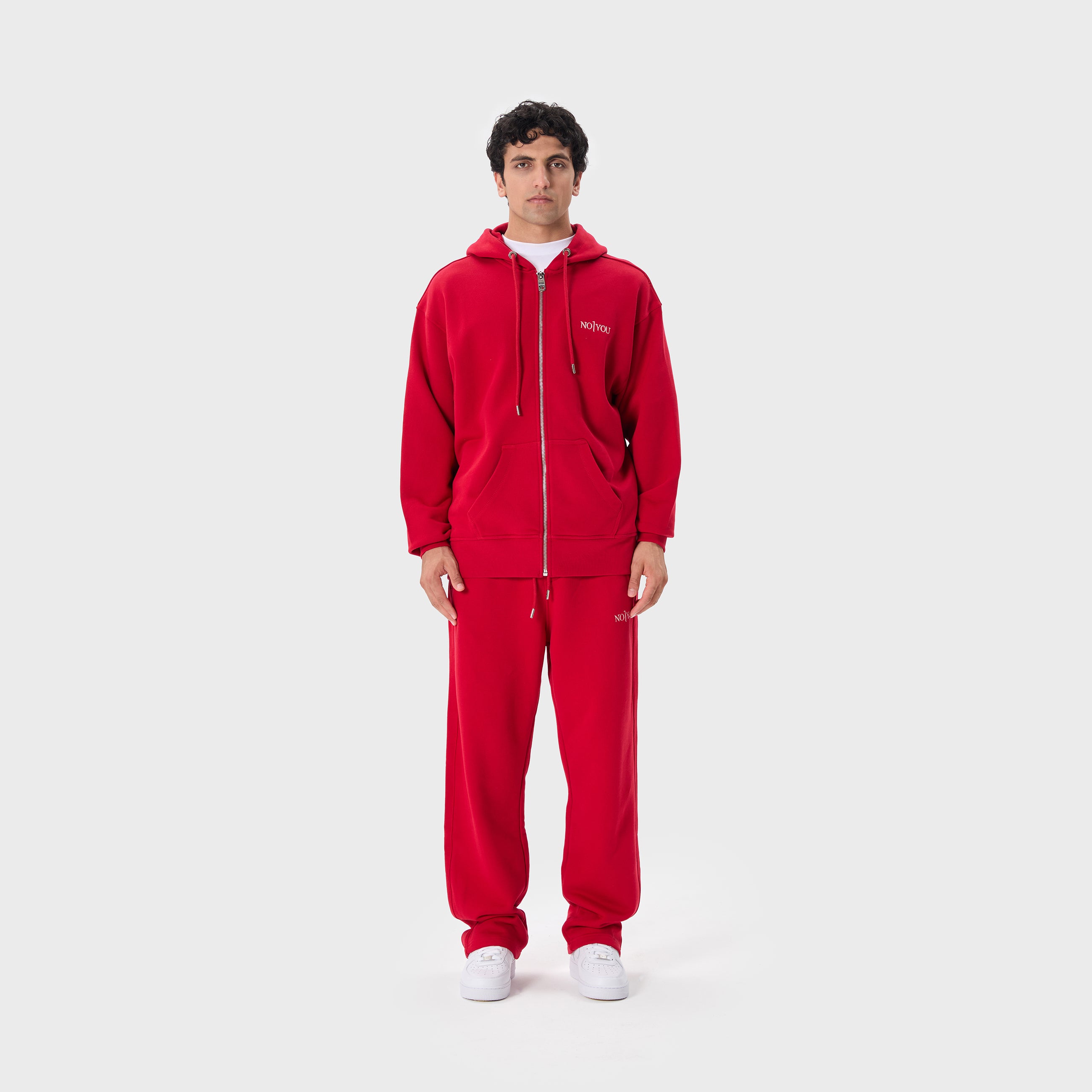 ESSENTIAL 2 RED EMBROIDERY ZIP HOODIE