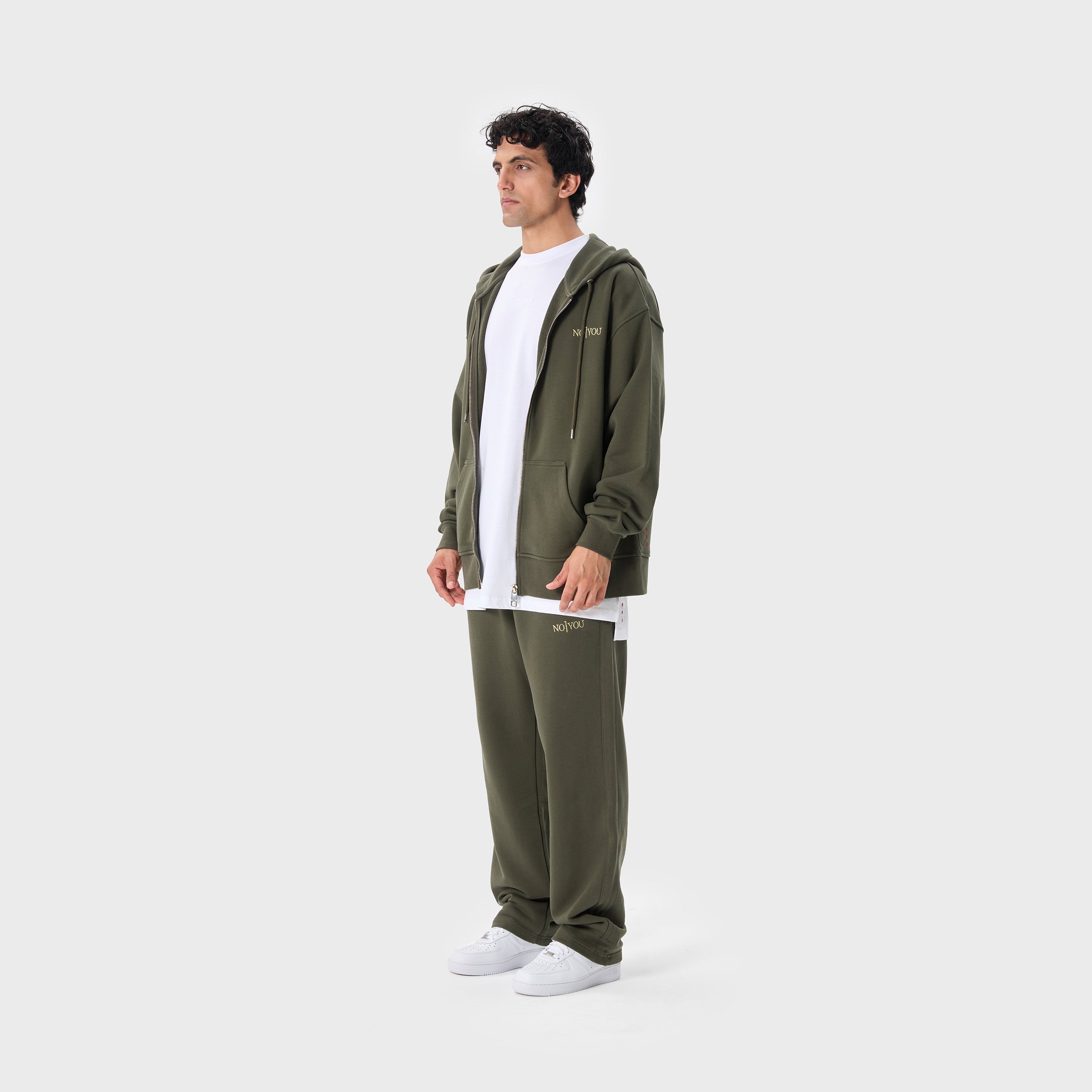 ESSENTIAL 2 DARK GREEN EMBROIDERY ZIP HOODIE