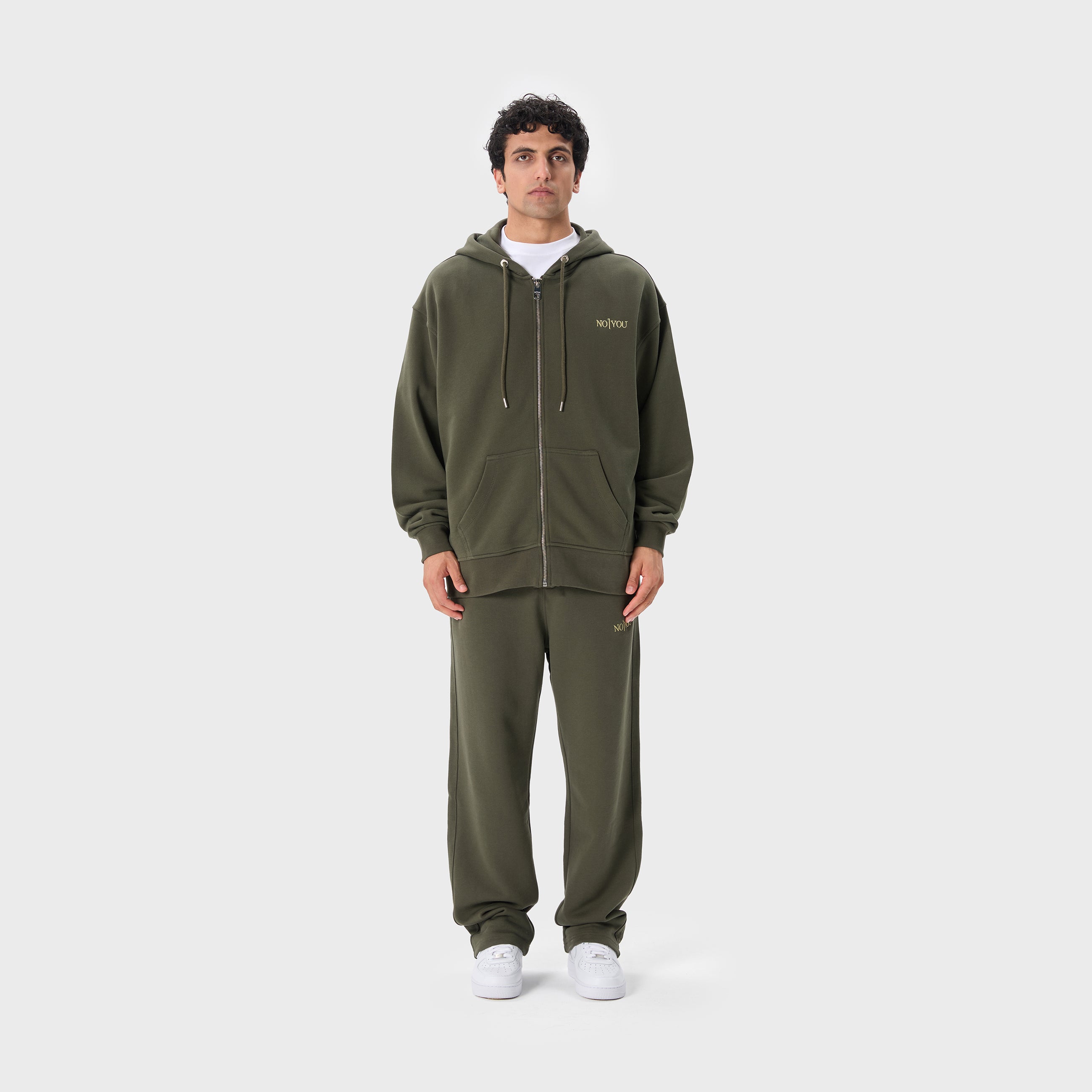 ESSENTIAL 2 DARK GREEN EMBROIDERY ZIP HOODIE