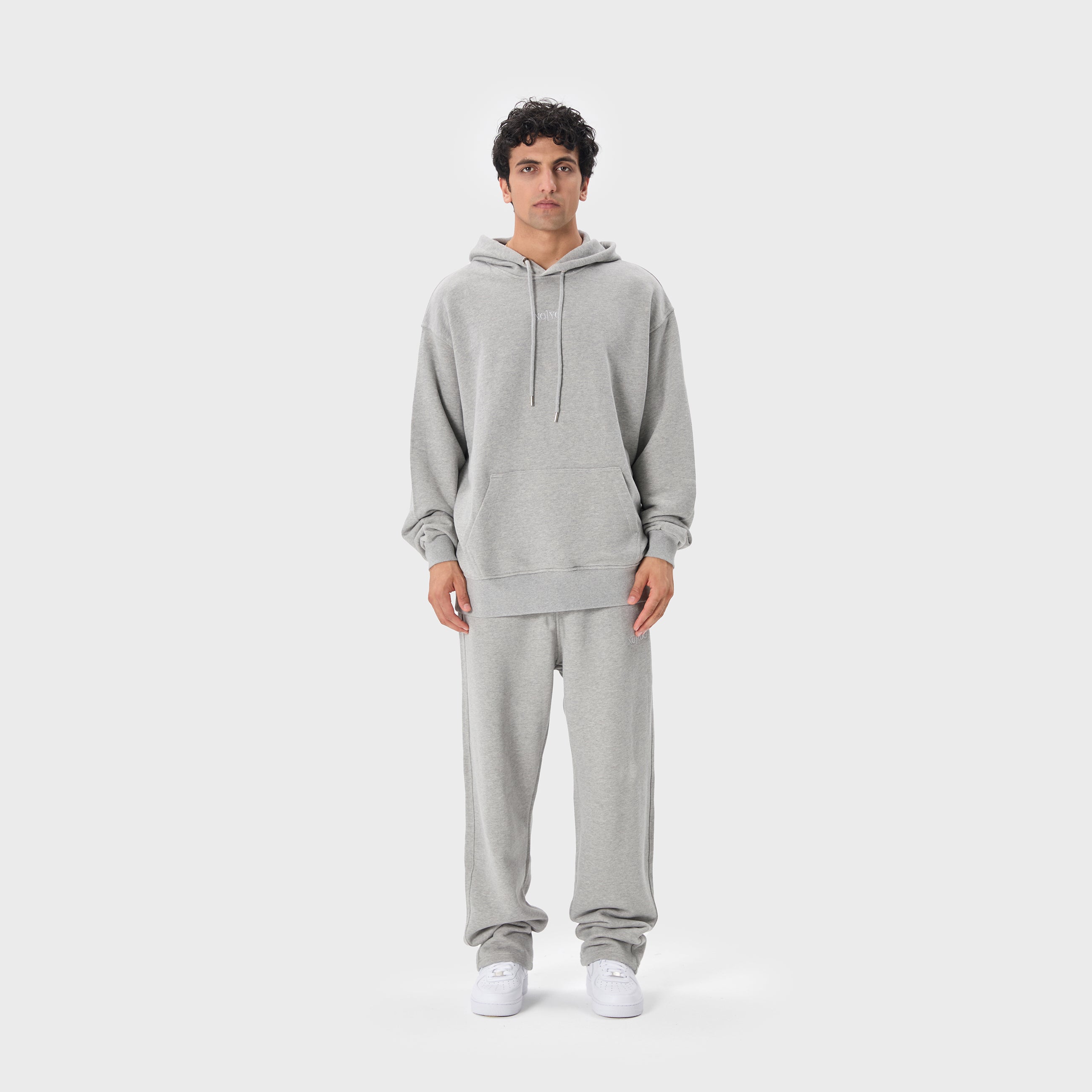 ESSENTIAL 2 GREY MELANGE EMBROIDERY HOODIE