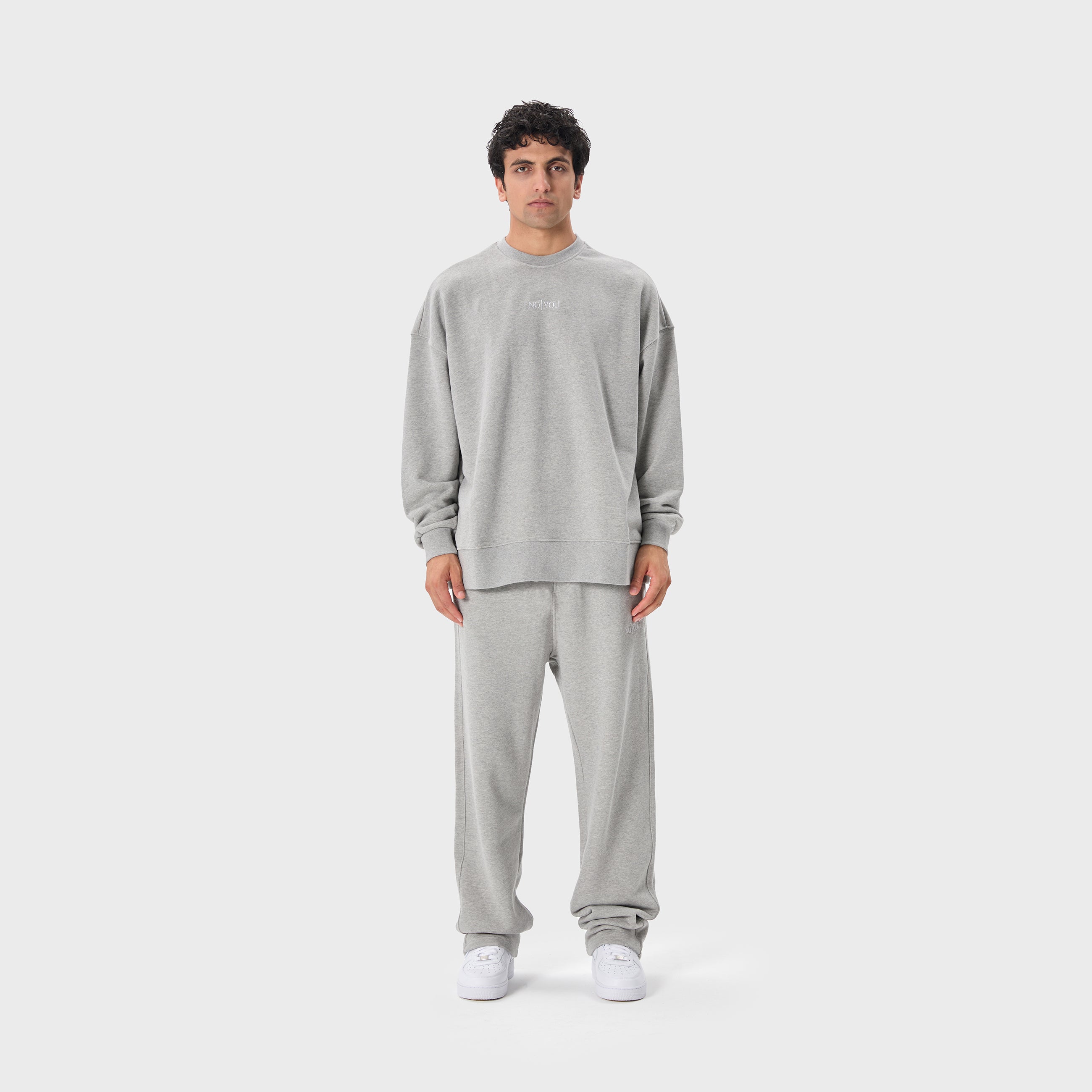 ESSENTIAL 2 GREY MELANGE EMBROIDERY SWEATSHIRT