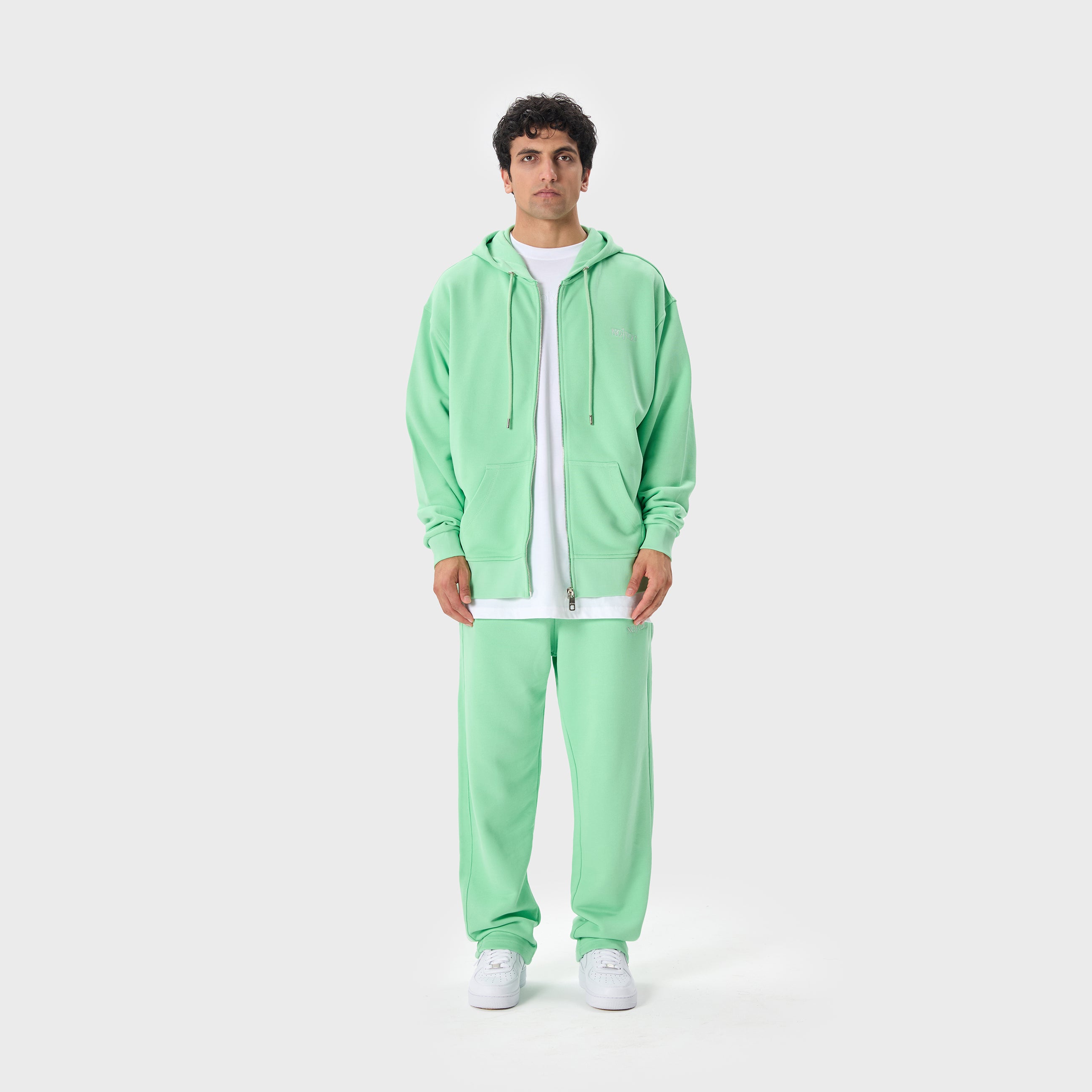ESSENTIAL 2 GREEN ASH EMBROIDERY ZIP HOODIE