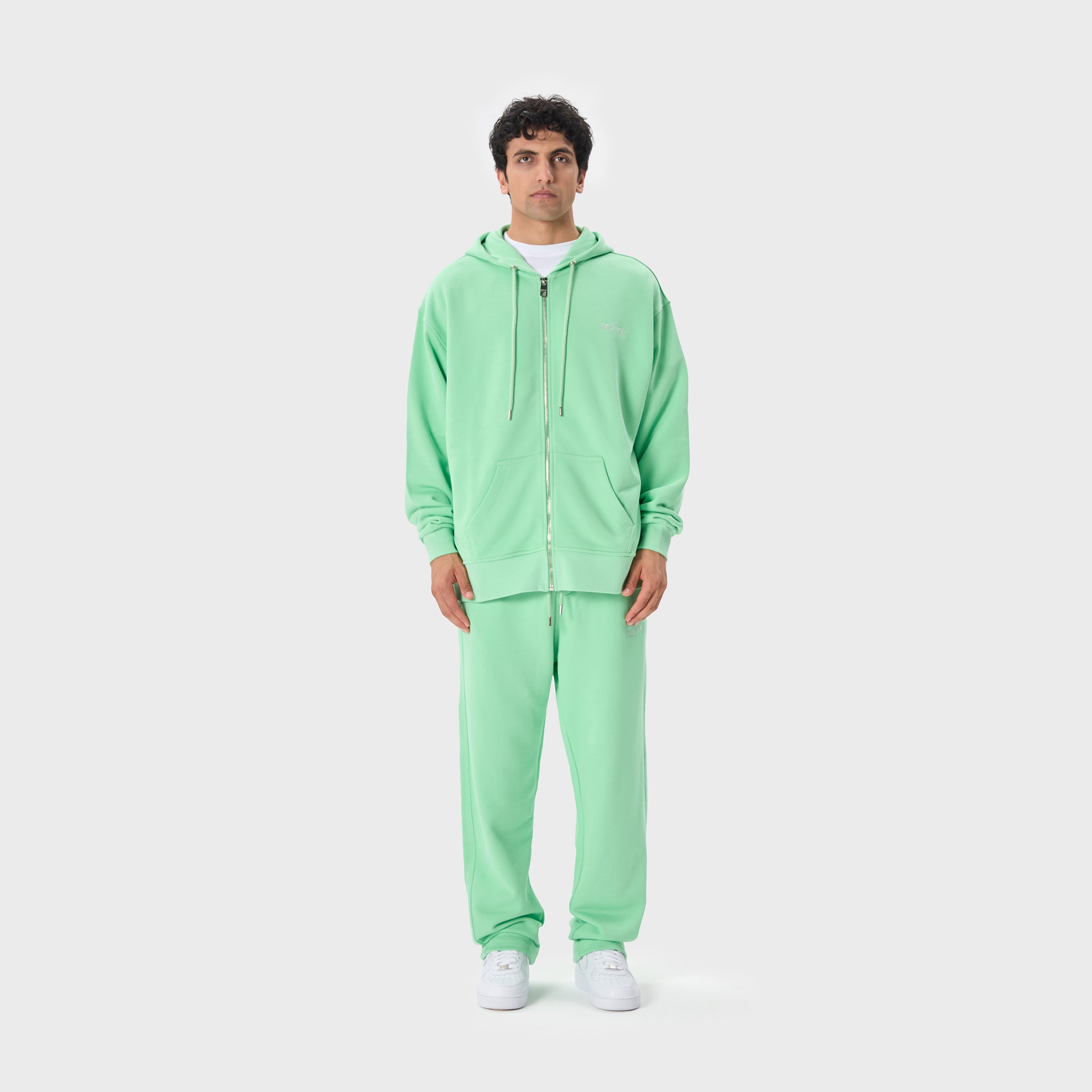 ESSENTIAL 2 GREEN ASH EMBROIDERY ZIP HOODIE