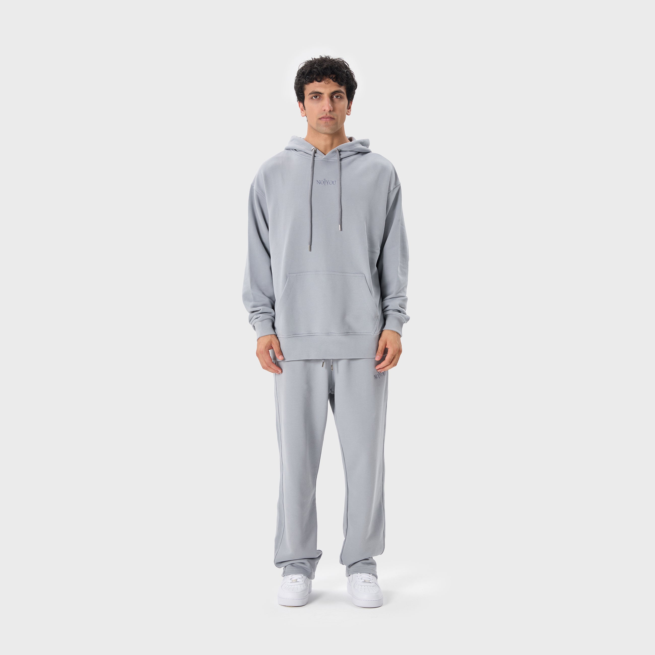 ESSENTIAL 2 LIGHT GREY EMBROIDERY HOODIE