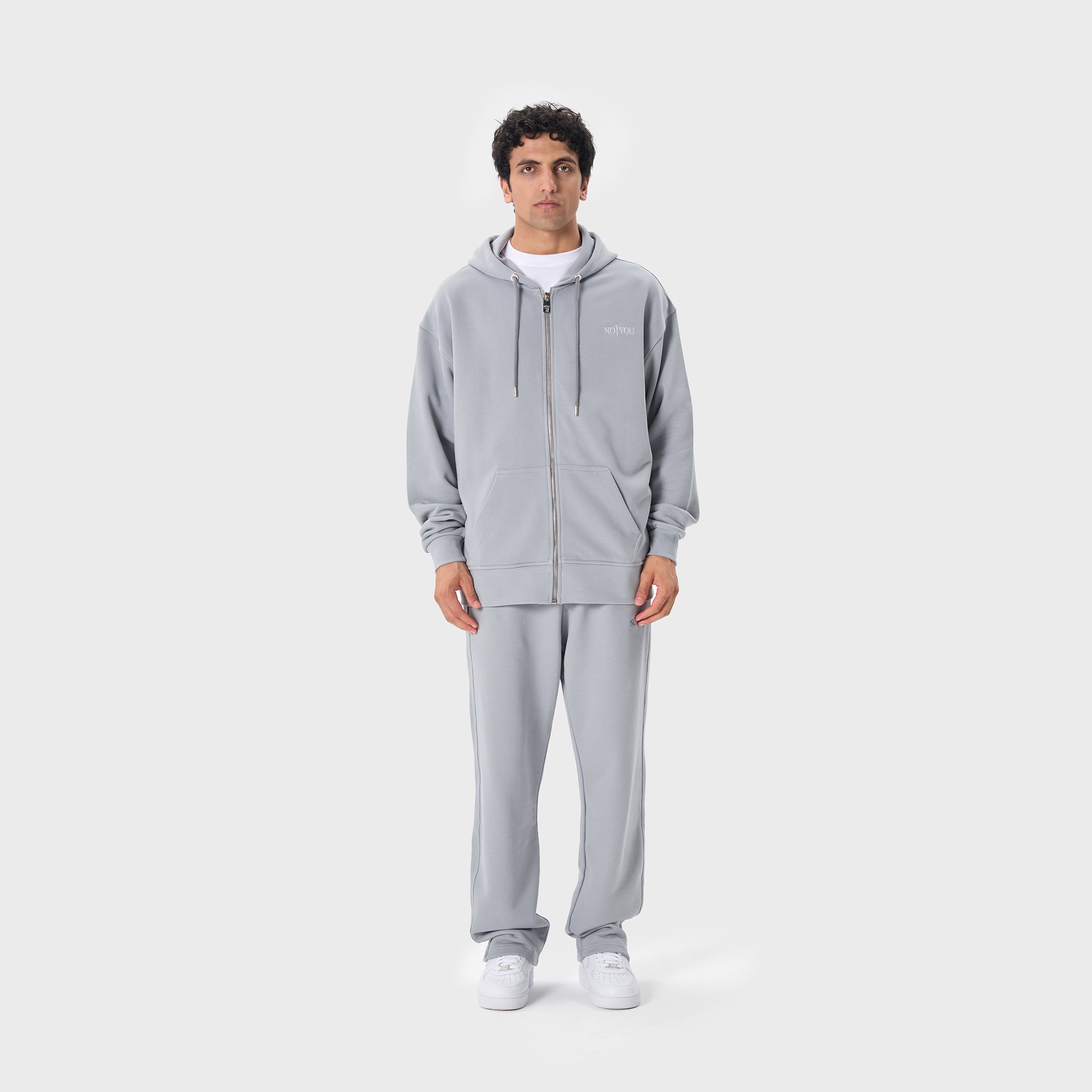 ESSENTIAL 2 LIGHT GREY EMBROIDERY ZIP HOODIE