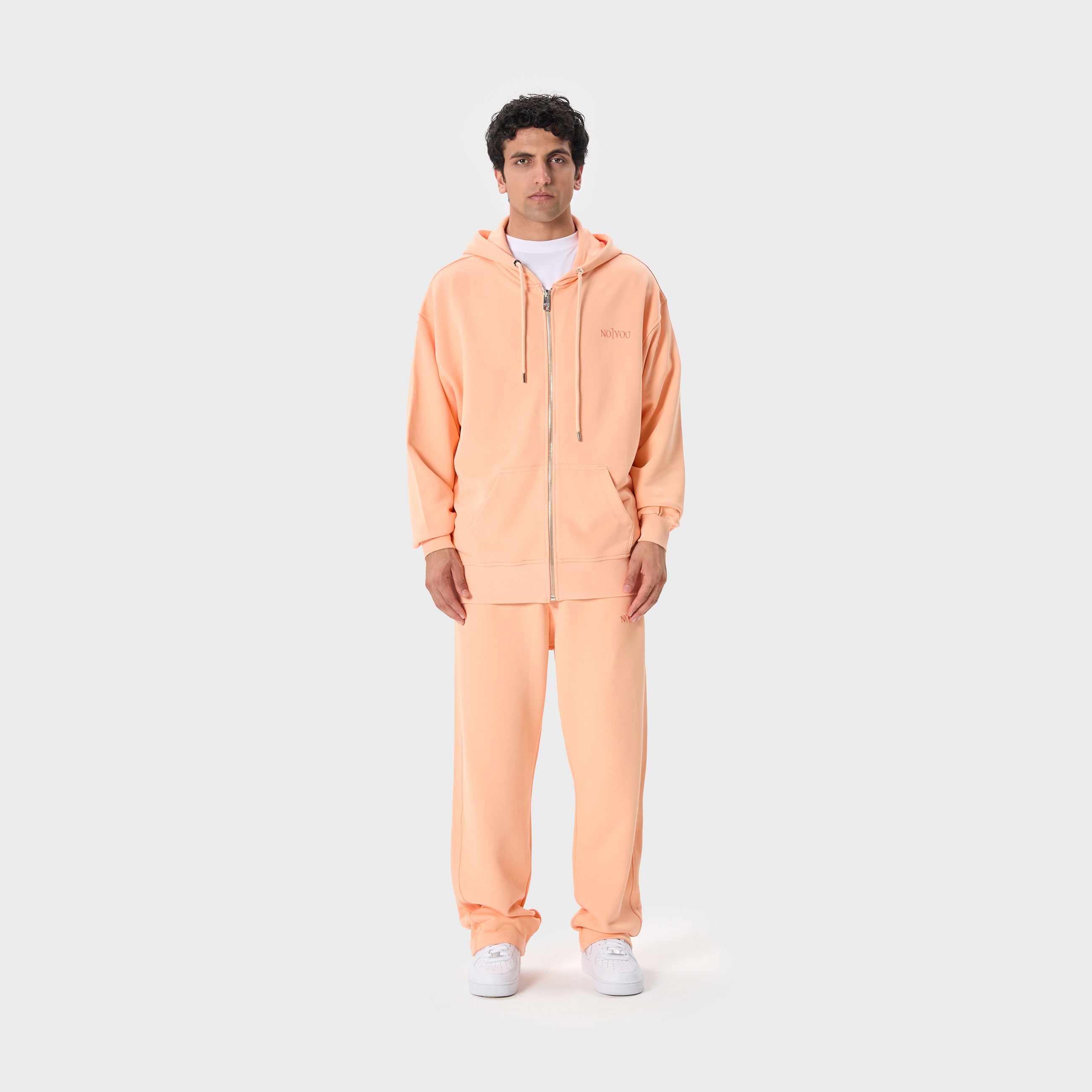 ESSENTIAL 2 PEACH FUZZ EMBROIDERY ZIP HOODIE