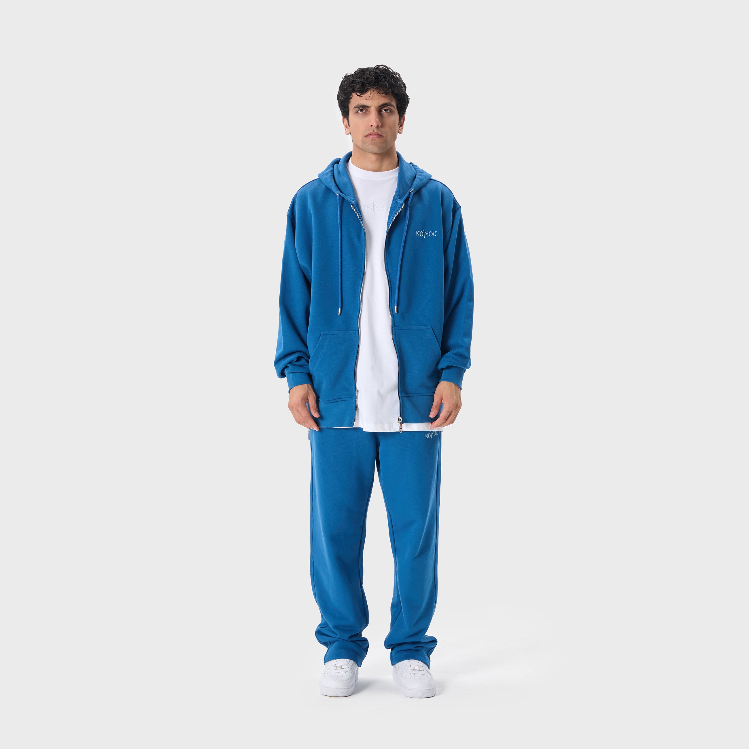 ESSENTIAL 2 DARK BLUE EMBROIDERY ZIP HOODIE