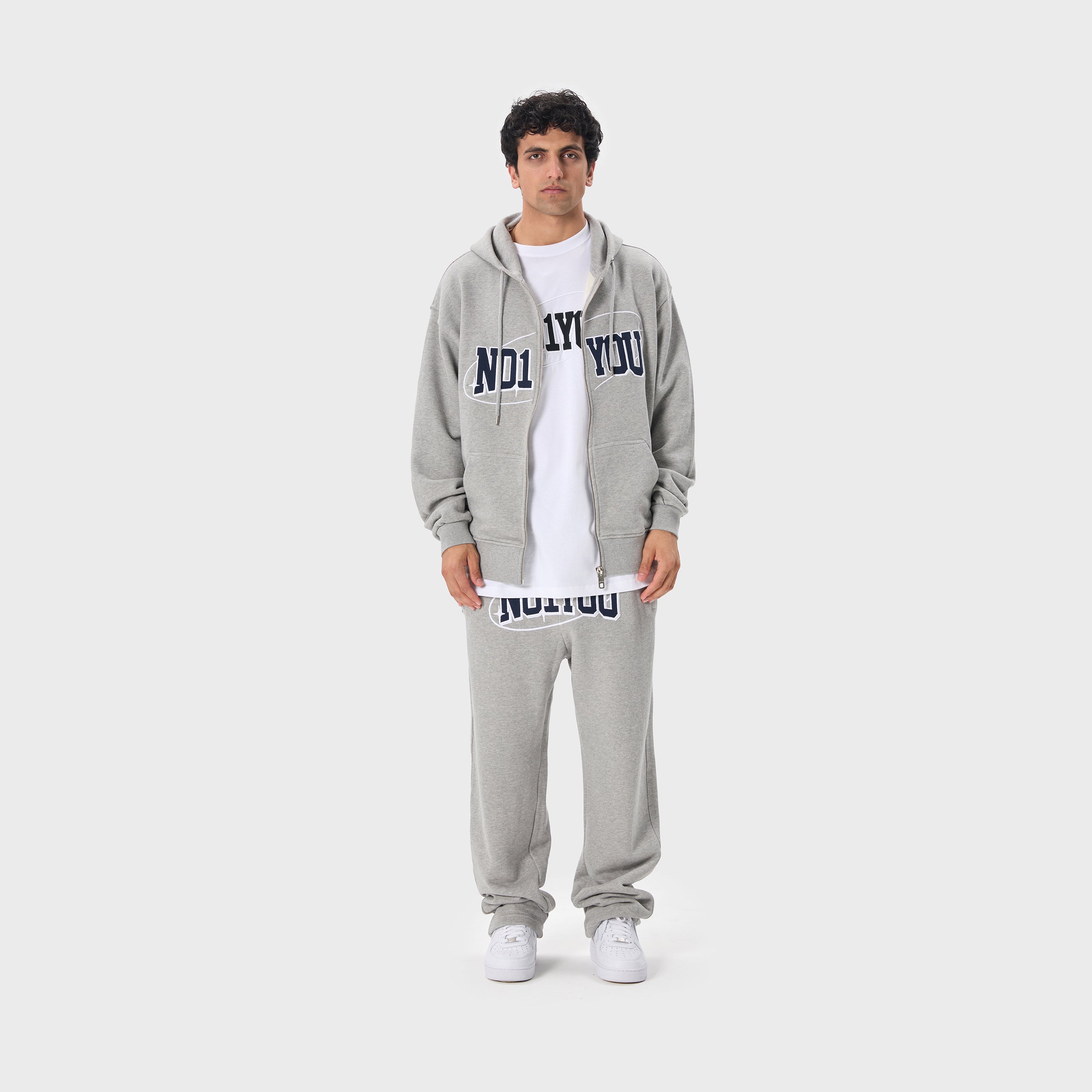 ESSENTIAL 2 GREY MELANGE STAR ZIP HOODIE (Kopya)