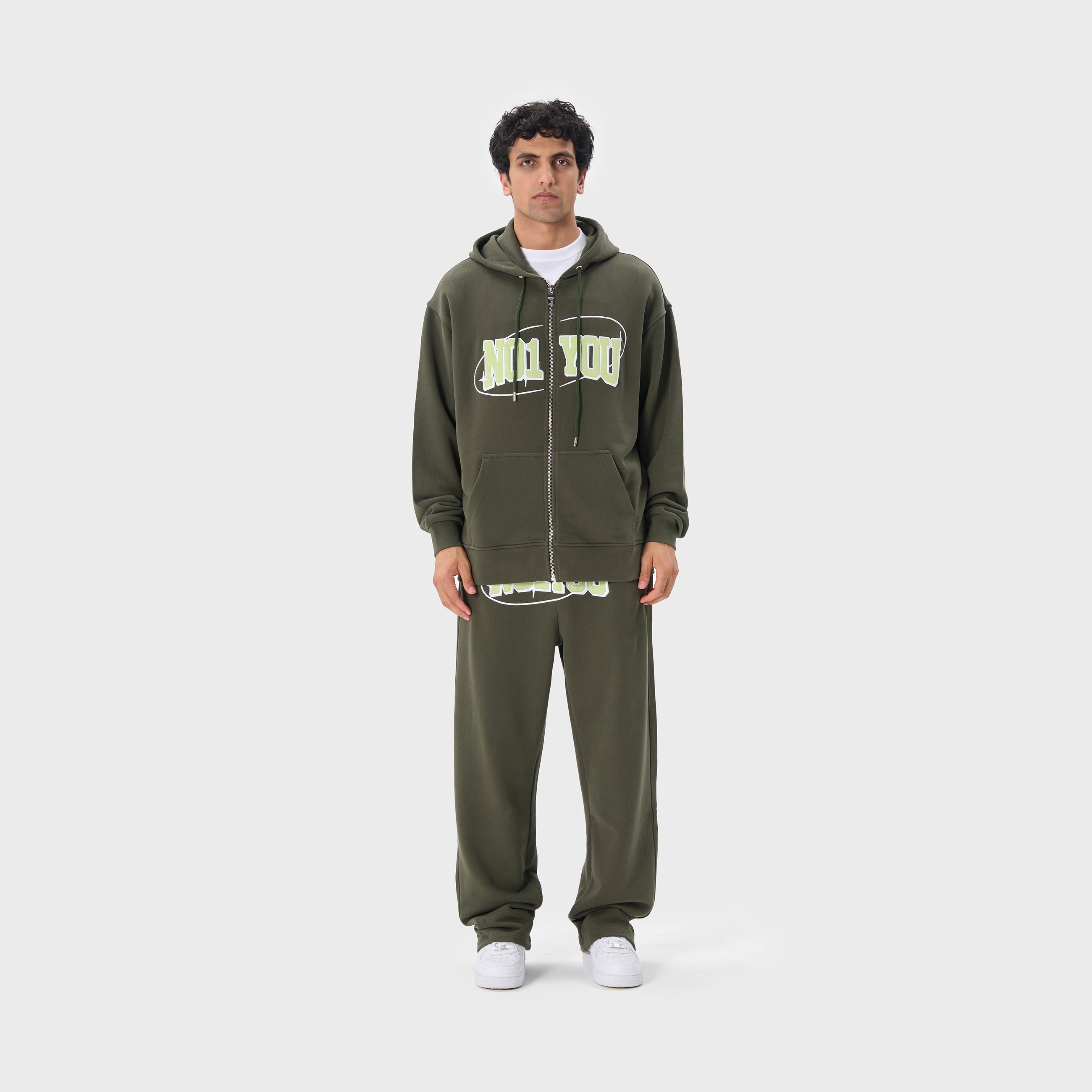 ESSENTIAL 2 DARK GREEN STAR ZIP HOODIE