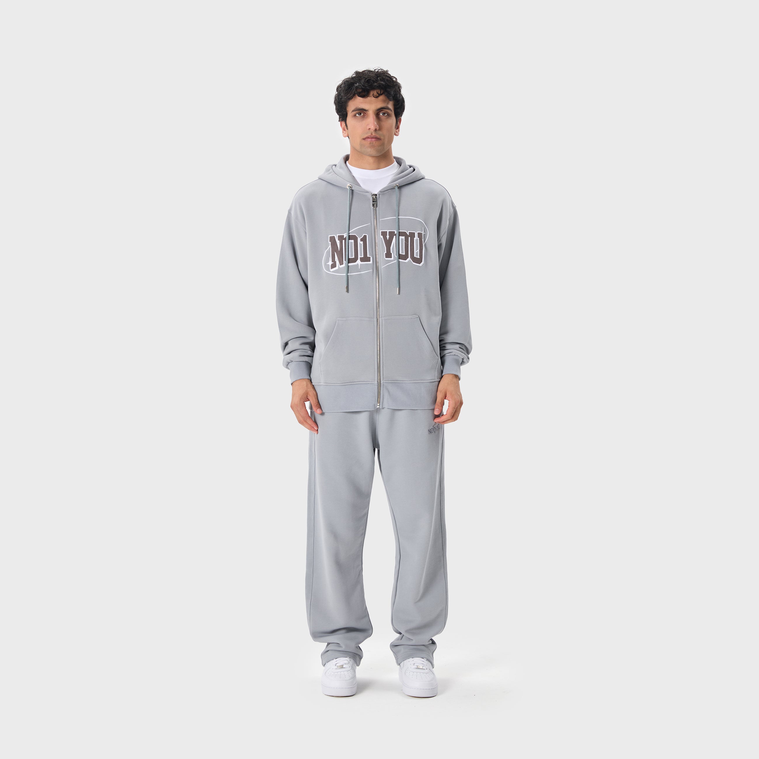 ESSENTIAL 2 LIGHT GREY STAR ZIP HOODIE