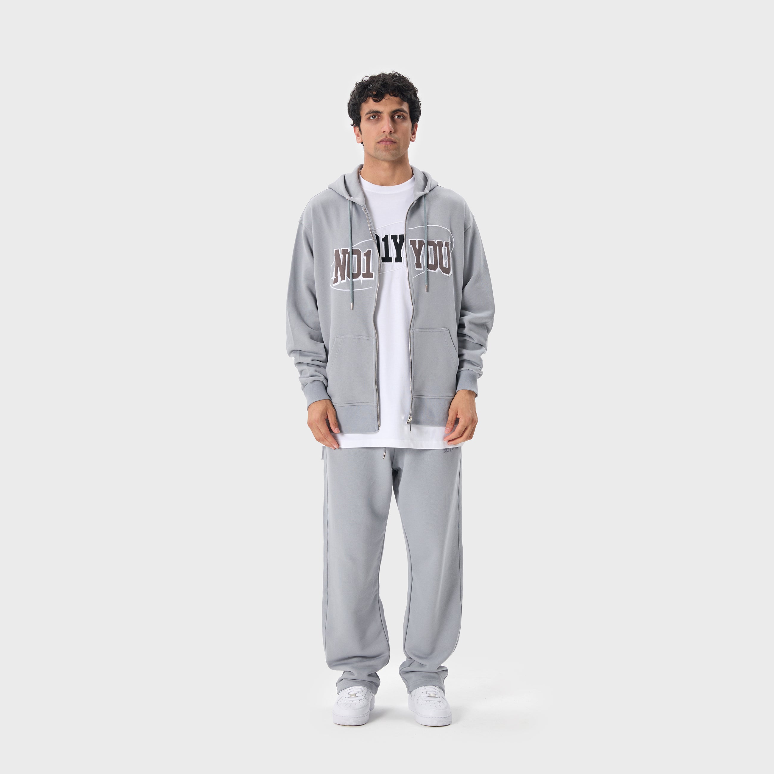 ESSENTIAL 2 LIGHT GREY STAR ZIP HOODIE