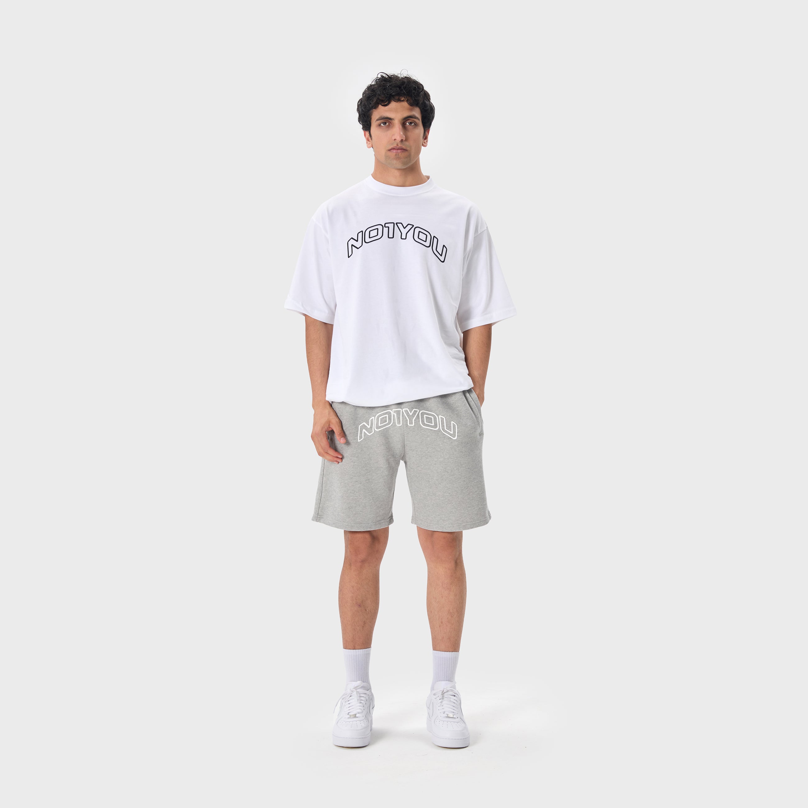 ESSENTIAL 2 GREY MELANGE EMBOSSED SWEATSHORT